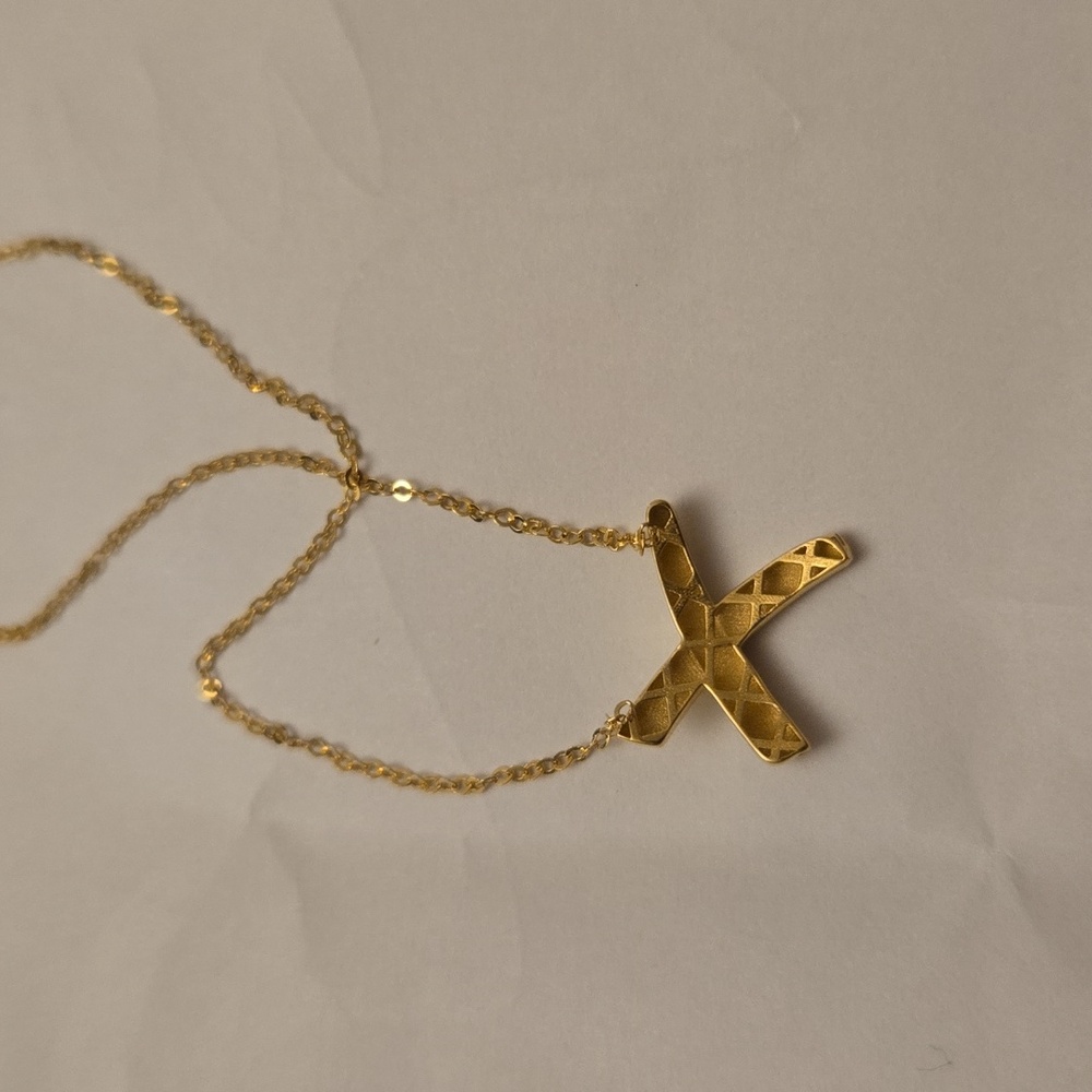 14k Solid X Mark Necklace - image 5